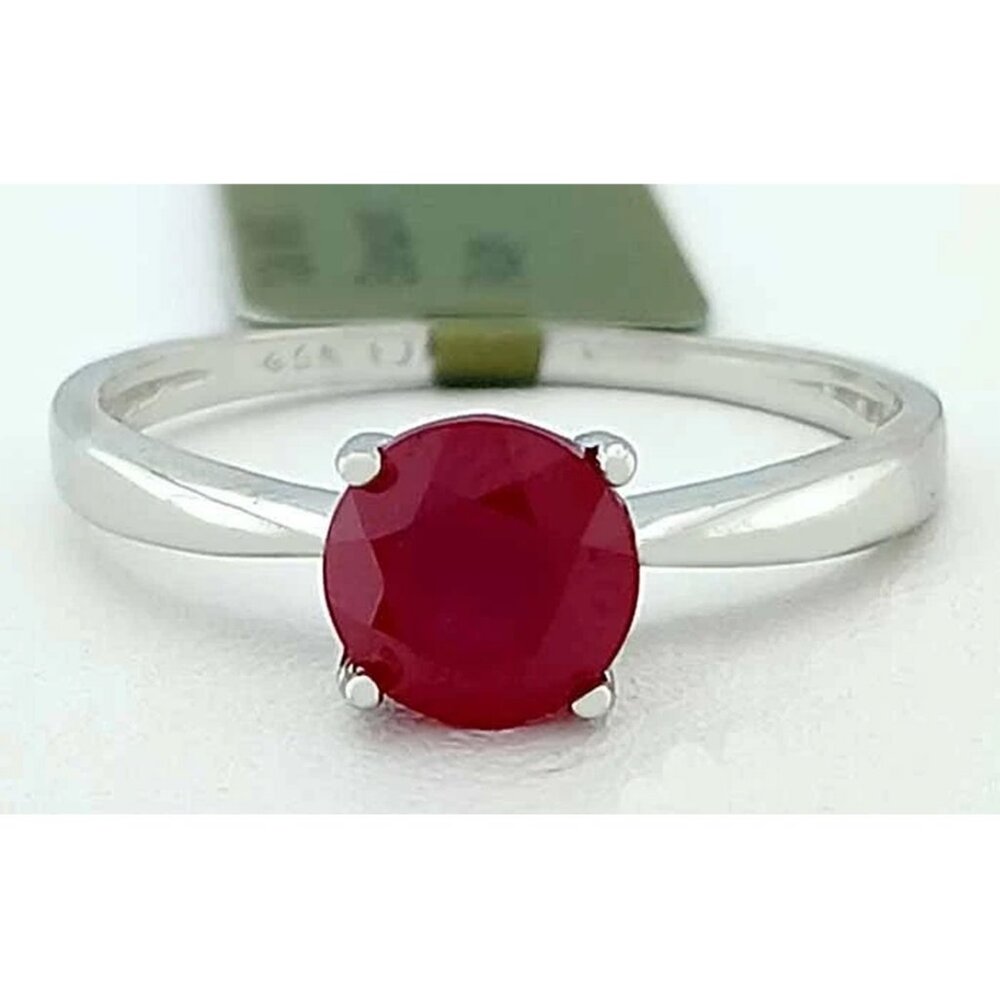 Genuine 1.12 Cts Ruby Ring 10k White Gold